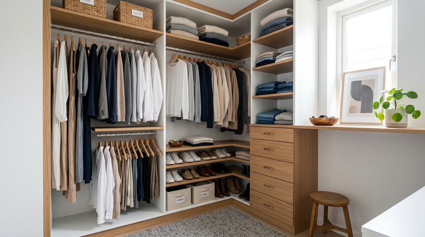 découvrez nos astuces pour aménager un dressing d'angle dans un petit espace de manière optimale et pratique, en maximisant chaque centimètre disponible.