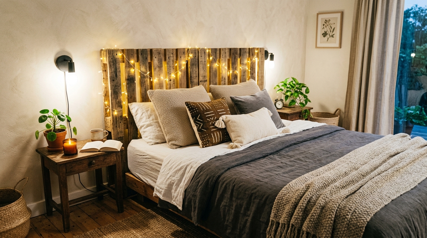 découvrez nos conseils pour aménager une chambre cocooning et chaleureuse avec un lit en palette, alliant confort et style naturel.