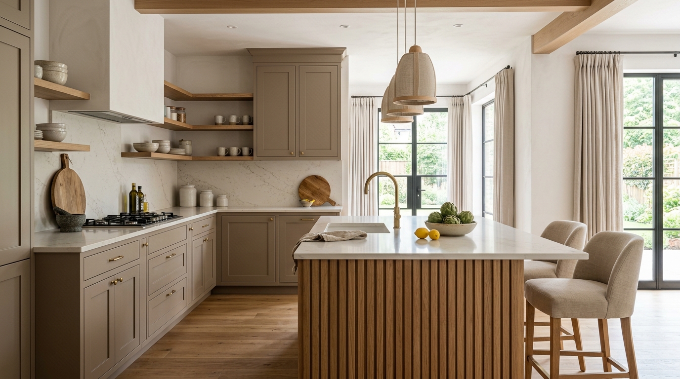 découvrez comment associer les couleurs taupe et lin pour créer une cuisine élégante et chaleureuse, alliant sobriété et modernité.
