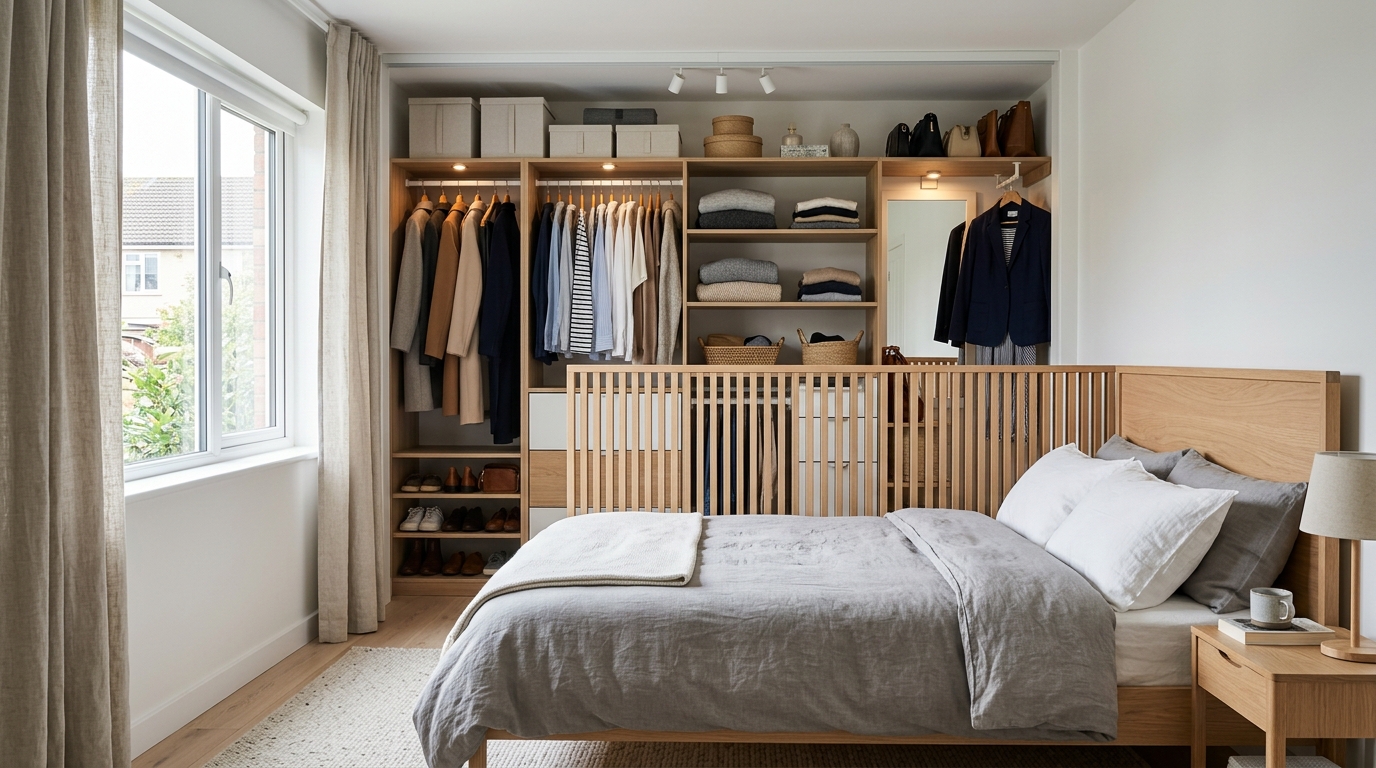 découvrez comment aménager un dressing derrière la tête de lit pour maximiser l'espace et optimiser le rangement de votre chambre avec des astuces pratiques et design.