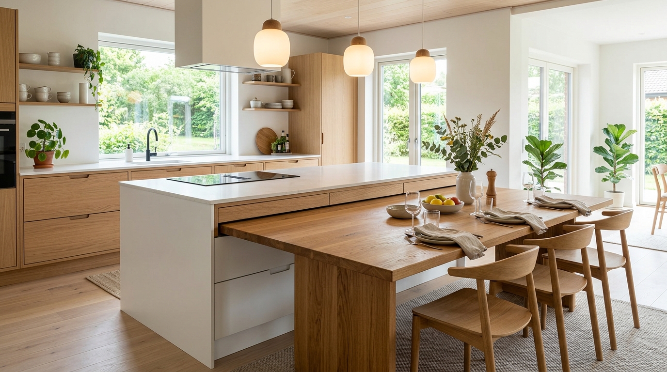 découvrez comment un îlot central de cuisine avec table coulissante peut optimiser votre espace tout en apportant une touche de style et de modernité à votre intérieur.