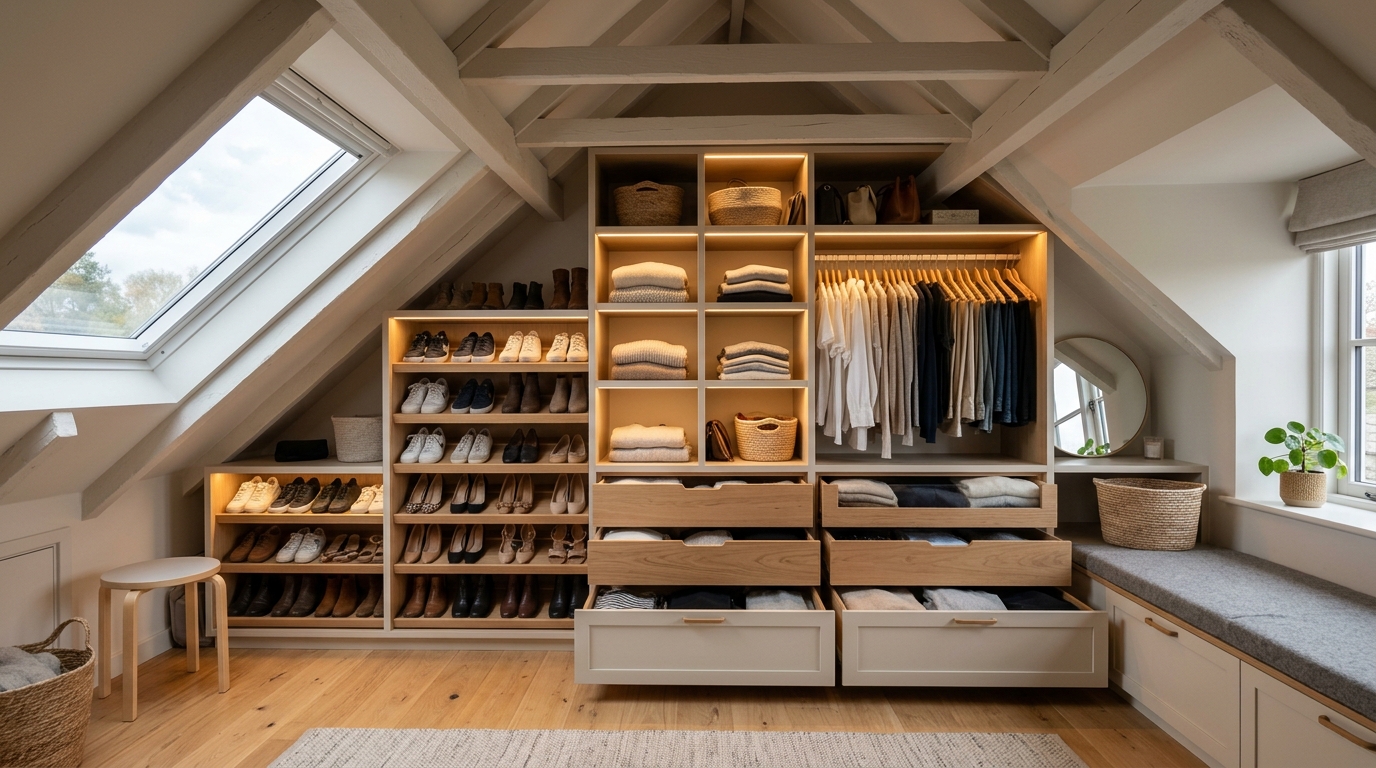 découvrez comment optimiser votre espace de rangement avec un kit dressing sous pente adapté à toutes vos besoins. astuces pratiques et solutions sur mesure pour un aménagement réussi.