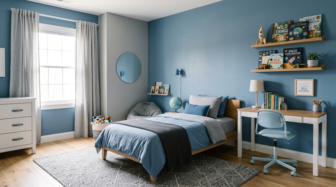 découvrez nos astuces et conseils déco pour peindre une chambre de garçon en bleu et gris, créer un espace harmonieux et stylé adapté à ses goûts.