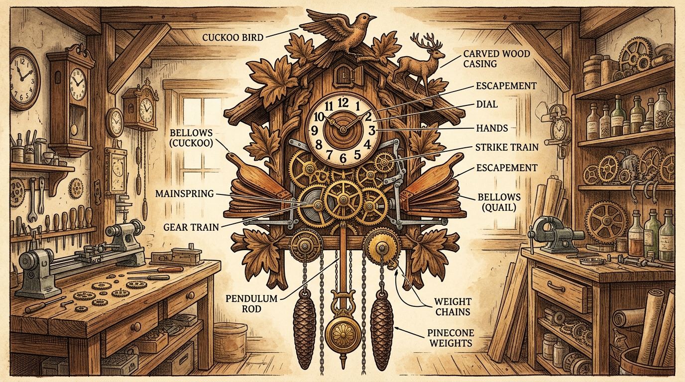découvrez le schéma et le mécanisme de l'horloge coucou expliqués simplement pour mieux comprendre son fonctionnement unique et traditionnel.