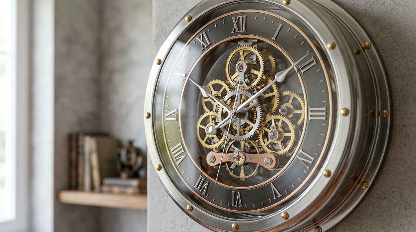 découvrez le fonctionnement unique et le design élégant de notre horloge murale avec engrenage qui tourne, alliant mécanisme visible et style contemporain pour embellir votre intérieur.