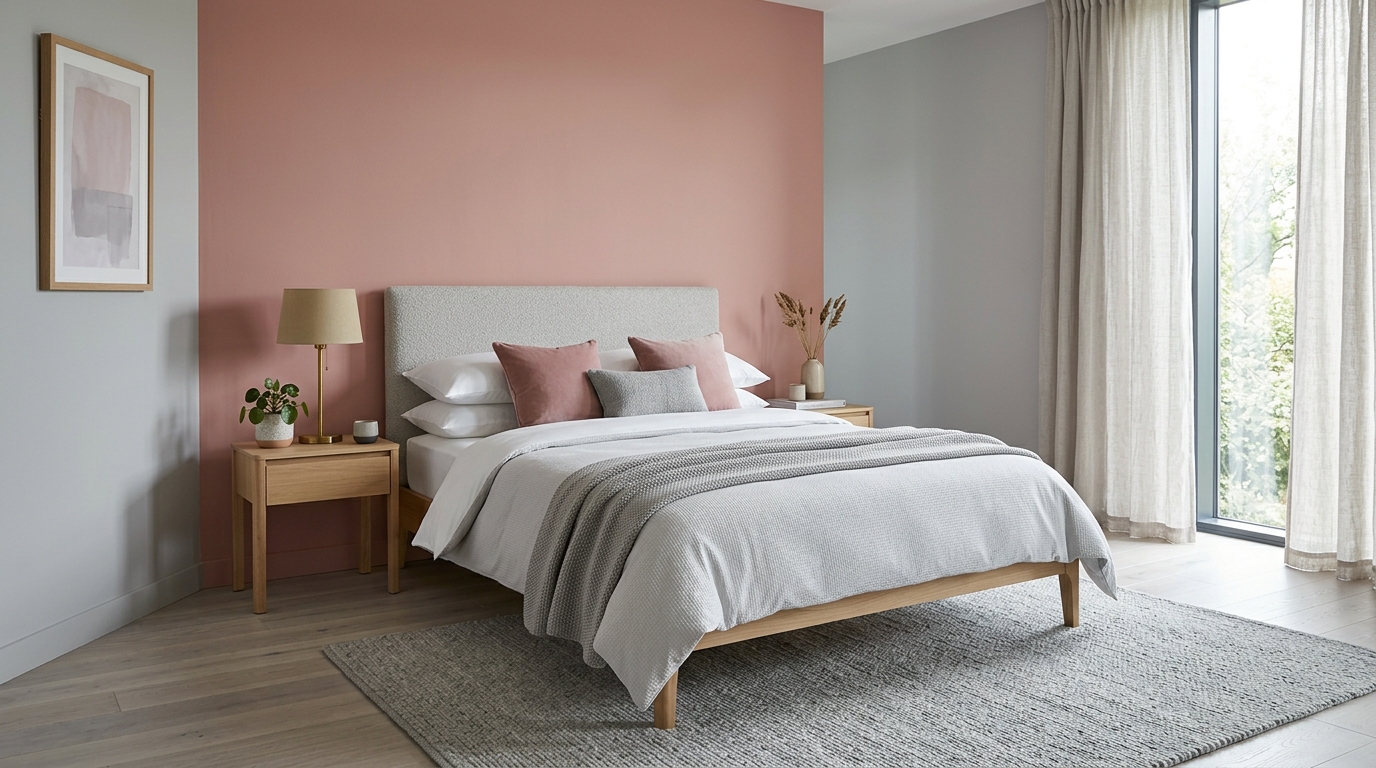 découvrez comment associer le rose poudré et le gris dans une chambre pour créer un décor moderne, harmonieux et apaisant.
