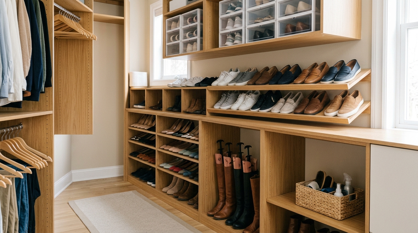 découvrez des astuces pratiques pour organiser efficacement vos chaussures dans un placard, gagner de la place et les retrouver facilement.